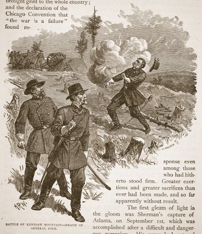 Batalla de la Montaña Kenesaw - Muerte del General Polk, de un libro publicado en 1896 de Alfred Rudolph Waud